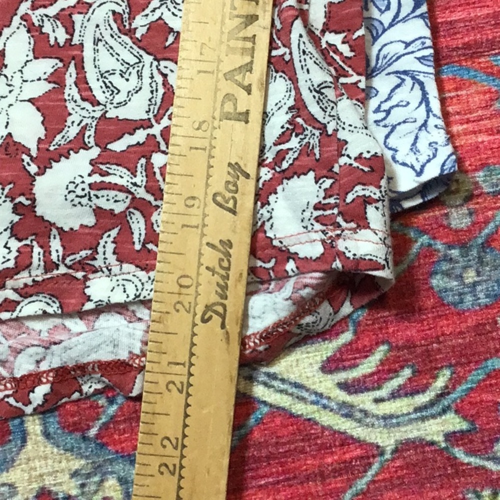 🍀 LUCKY BRAND 2 Botanical Print 3/4 Sleeve Scoop Hemline Tees Sz.S - Picture 4 of 8
